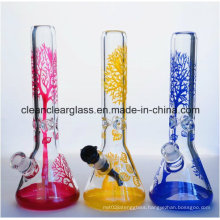 9mm Thick Sandblasted Colored Tree Glass Water Pipe Smoking Pipe Classic Beaker with Downstem